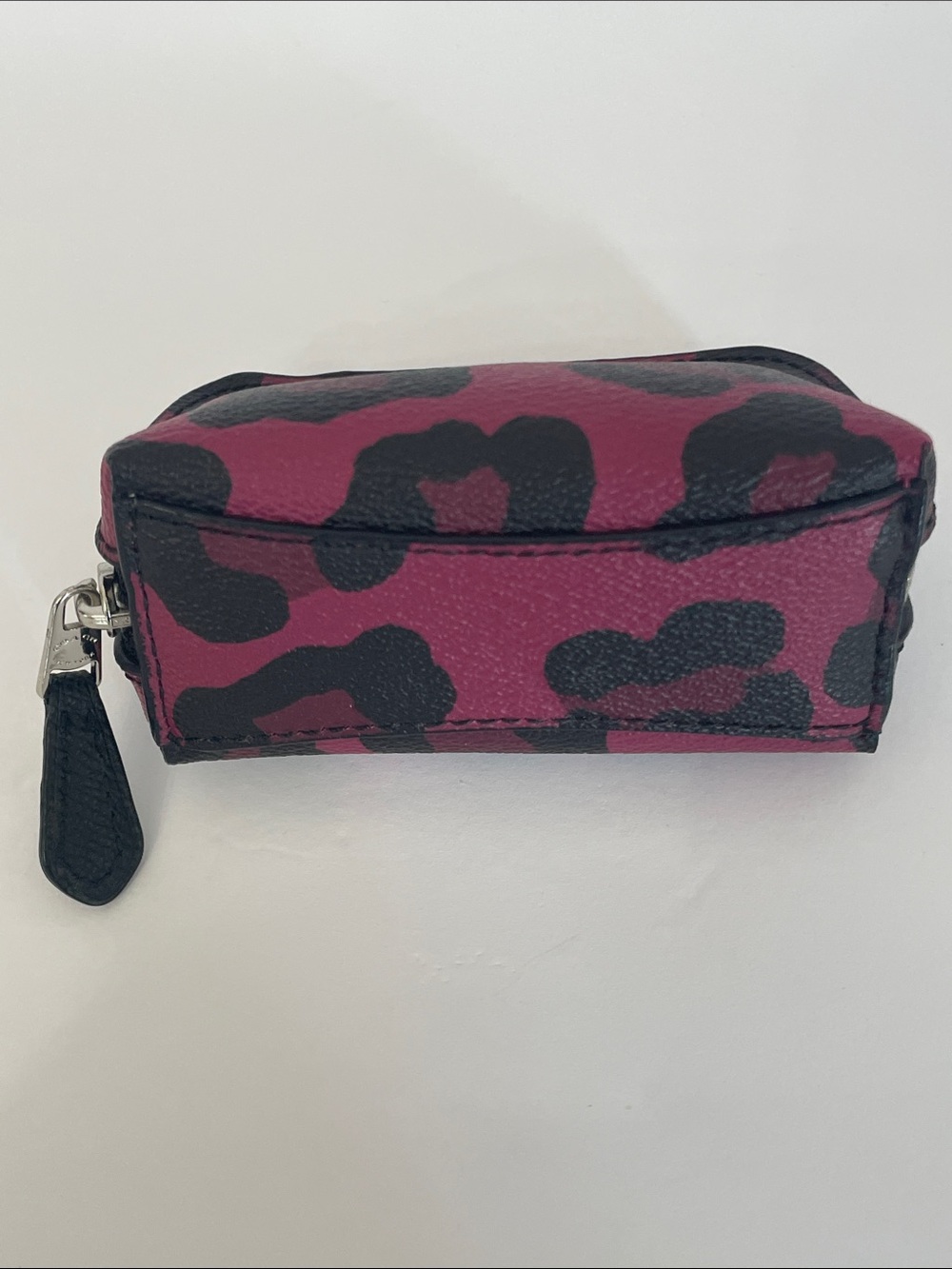Coach Micro Mini Pouch Cosmetic | Coin Case Cranberry Ocelot Print - Picture 4 of 6